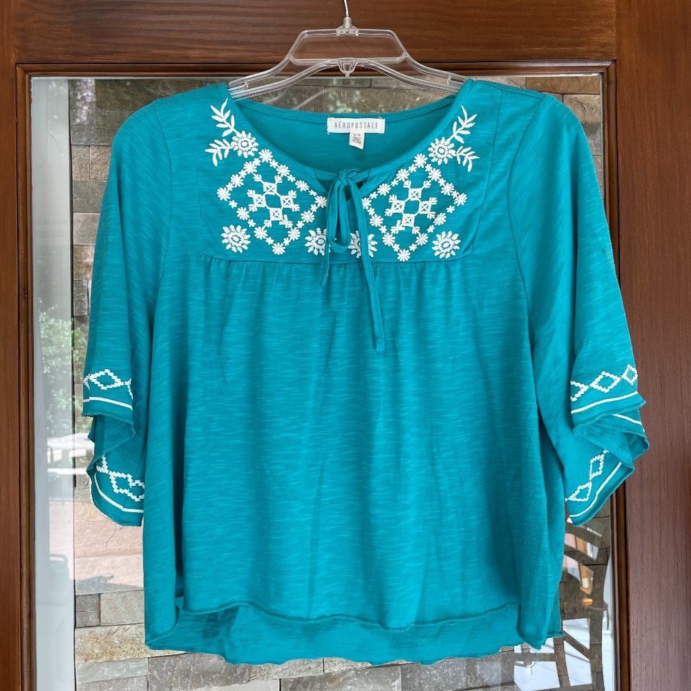 Blue Aeropostale Embroidered Top